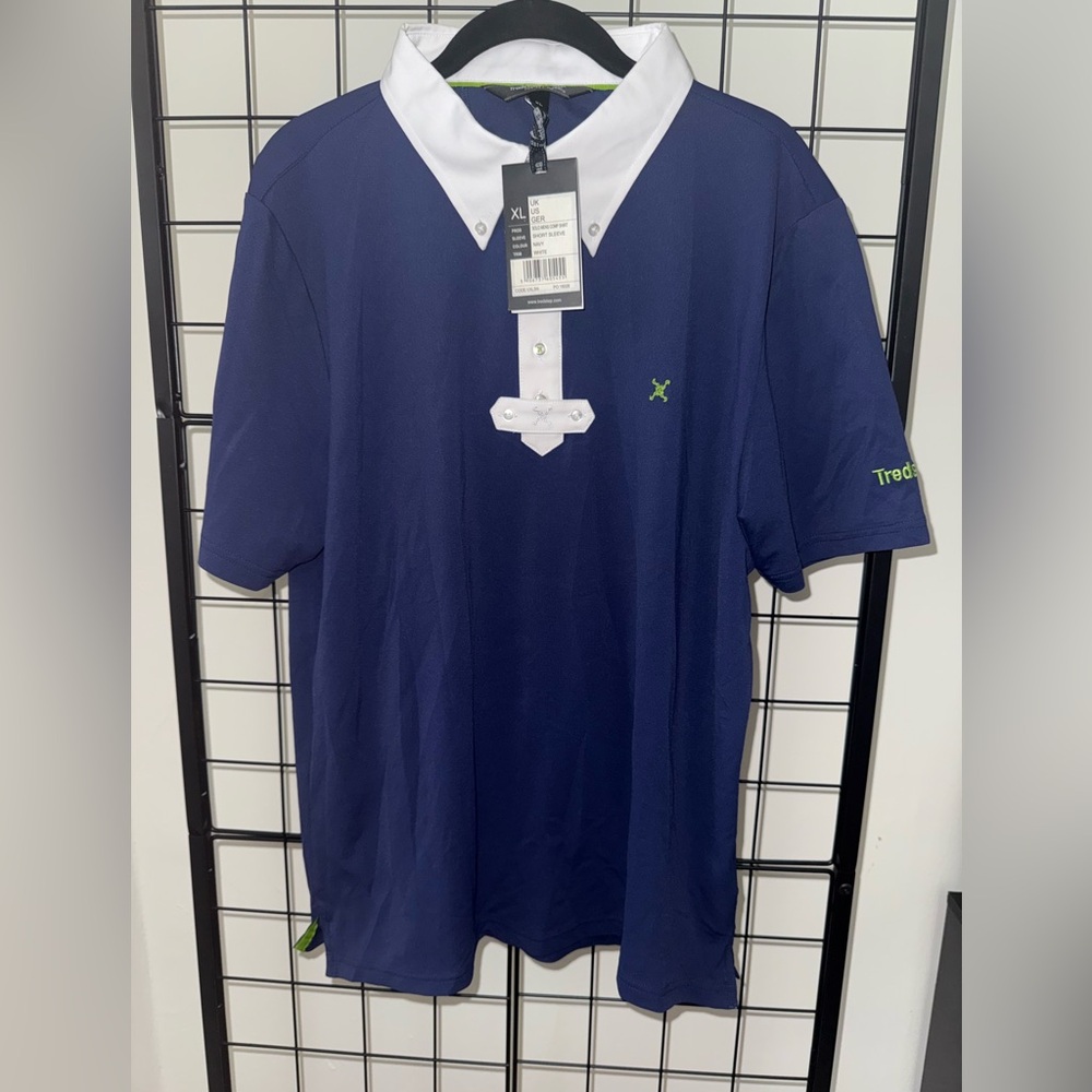 Navy and White Men's Polo Shirt